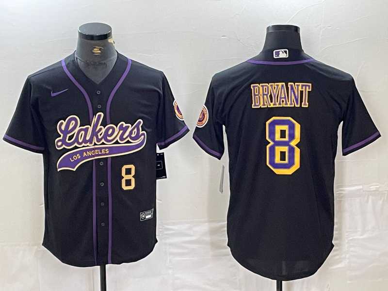 Men%27s Los Angeles Lakers #8 Kobe Bryant Black Cool Base Stitched Baseball Jerseys